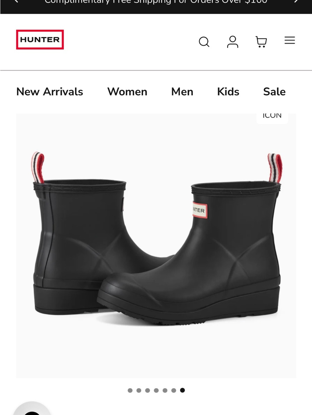 Hunter Black PLAY Short Waterproof Rain Boots **NEW IN BOX** size 7 - Picture 4 of 6